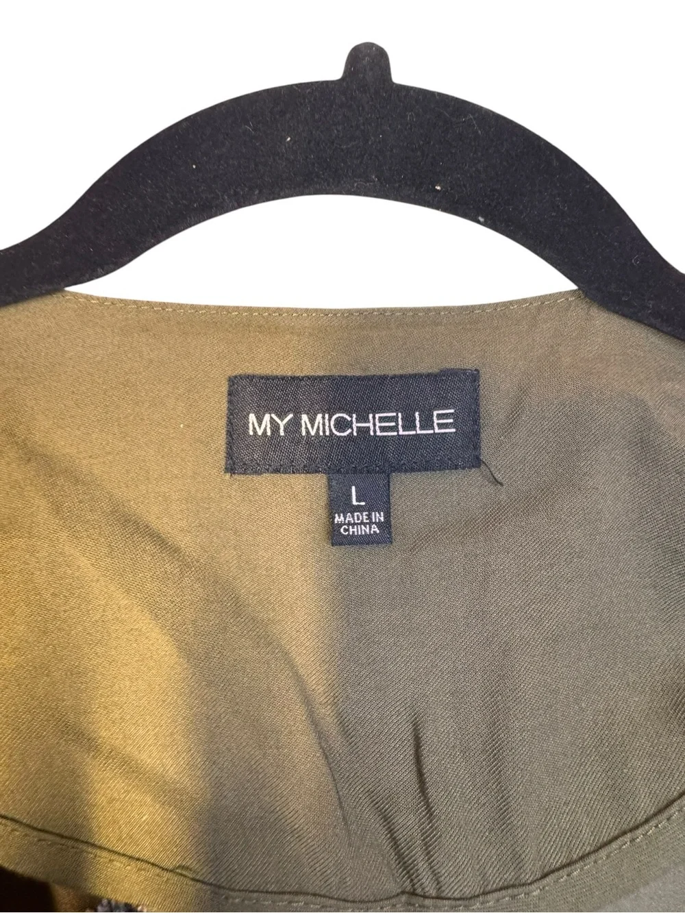 My Michelle Olive Green Utility Vest with Embroidered Back